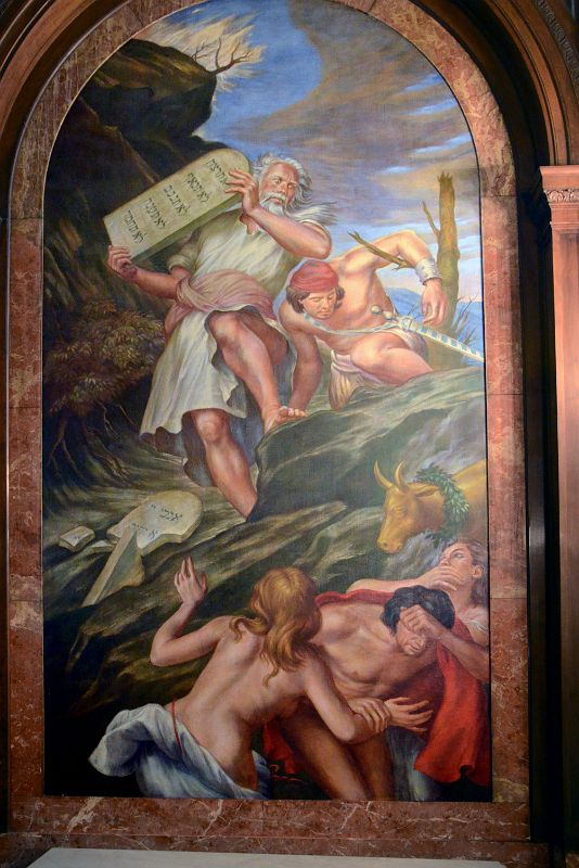 21-4 Moses with the Tablets of Law Mural In McGraw Rotunda New York City Public Library Main Branch